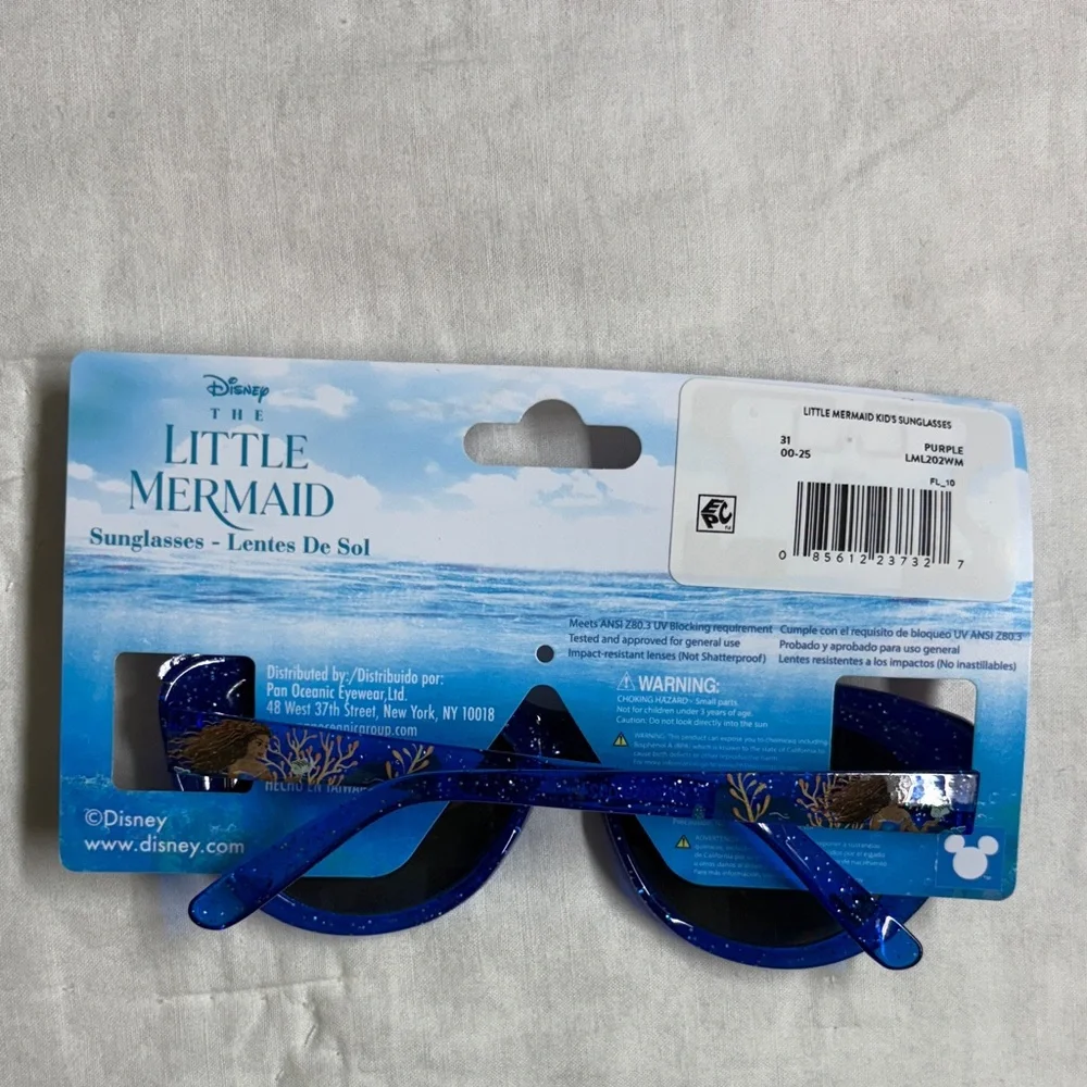 Disney The Little Mermaid Sunglasses Purple Blue Ombre Glitter UV‎ Protection